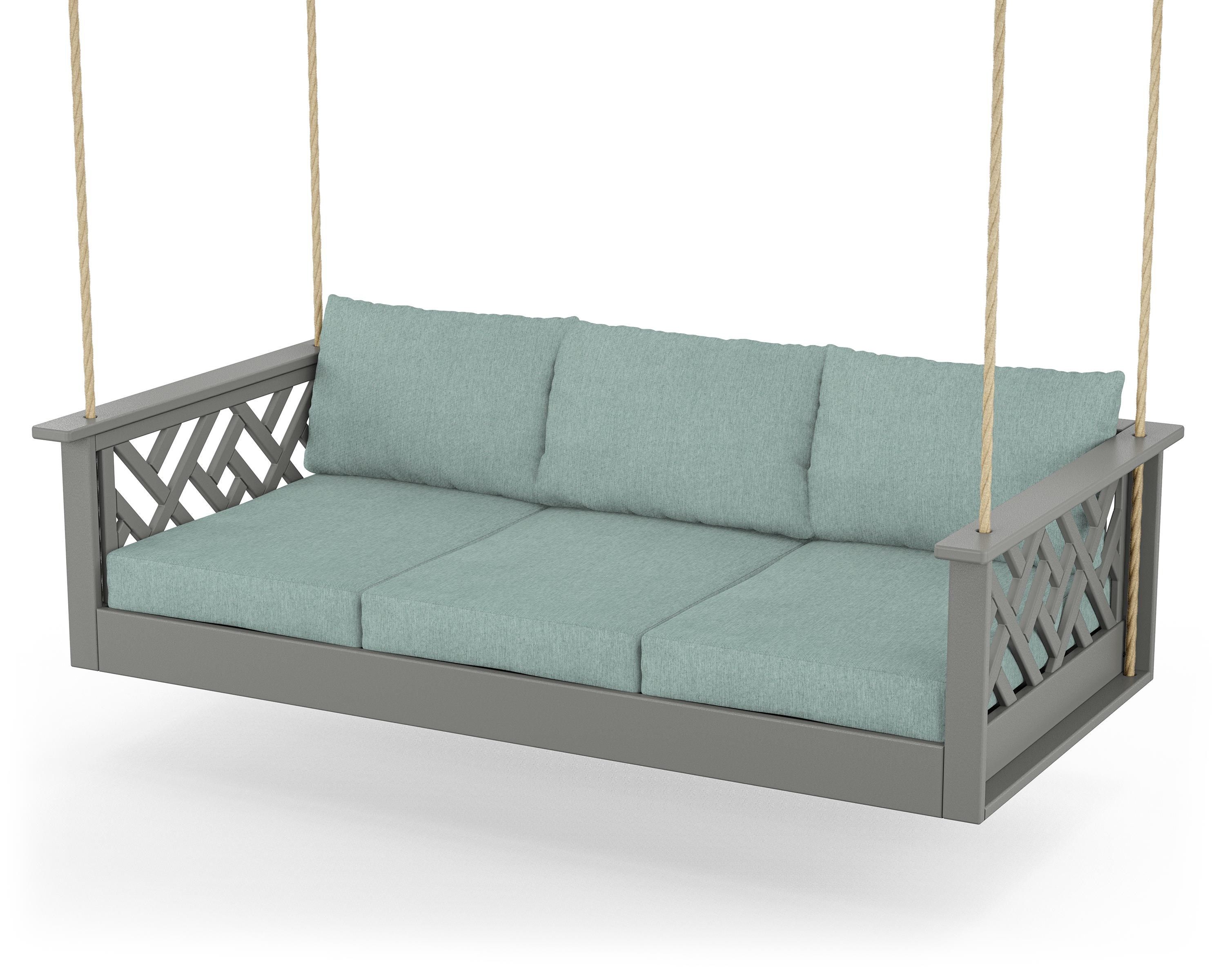 POLYWOOD® Chippendale Daybed Swing in Slate Grey / Glacier Spa