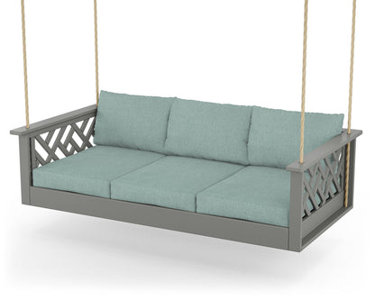 POLYWOOD® Chippendale Daybed Swing in Slate Grey / Glacier Spa