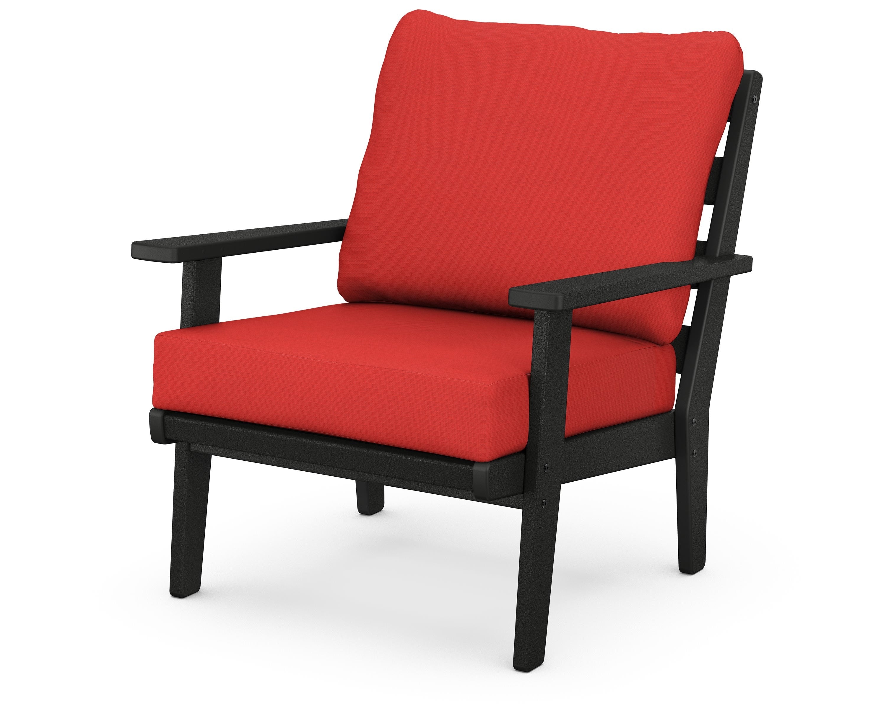 POLYWOOD® Grant Park Deep Seating Chair in Black / Crimson Linen