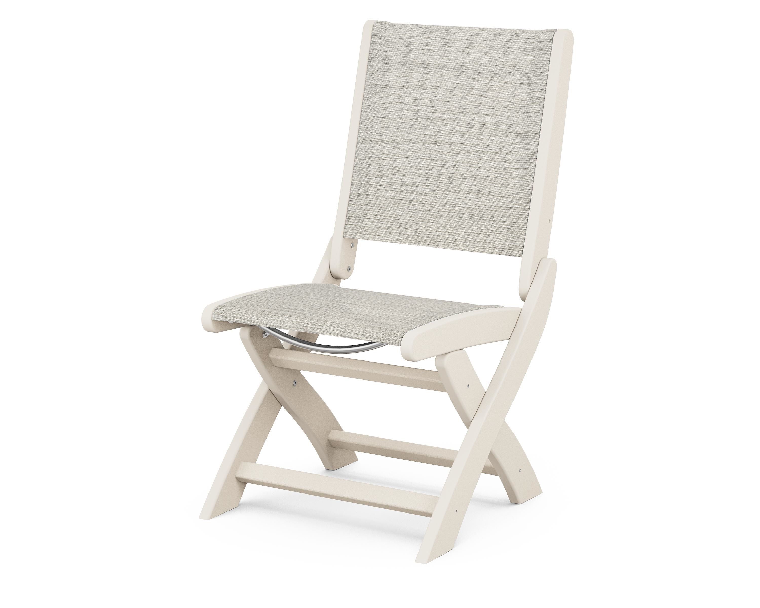 POLYWOOD® Coastal Folding Side Chair in Sand / Birch Sling