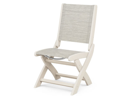 POLYWOOD® Coastal Folding Side Chair in Sand / Birch Sling