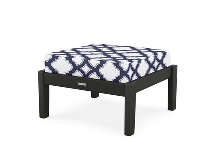 Martha Stewart by POLYWOOD® Chinoiserie Deep Seating Ottoman in Black / Trellis Navy