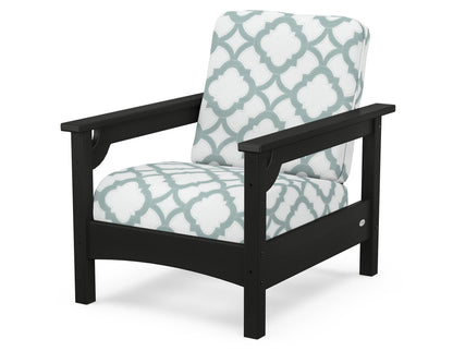 POLYWOOD® Club Chair in Black / Trellis Glacier Spa