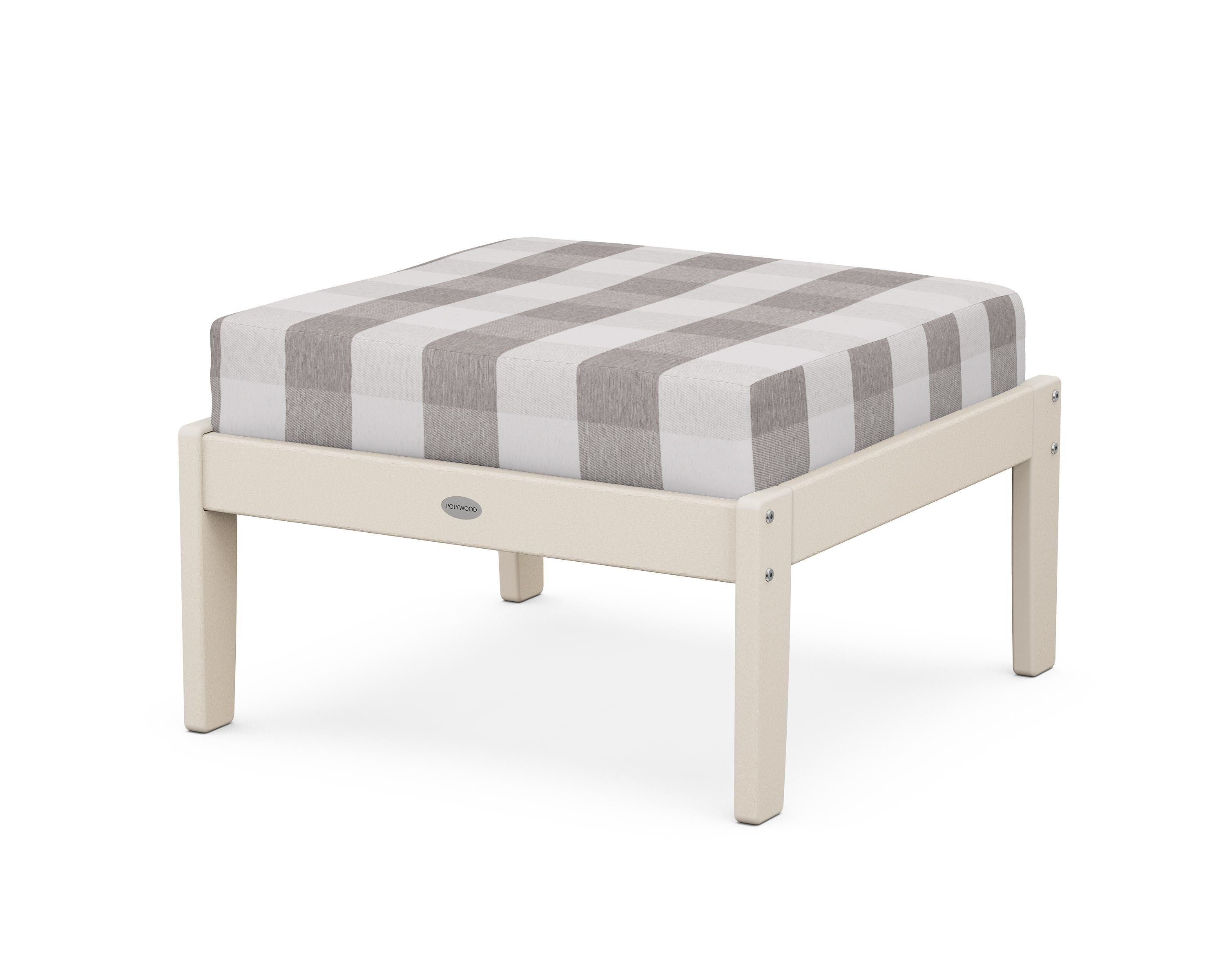 POLYWOOD® Braxton Deep Seating Ottoman in Sand / Buffalo Plaid Grey Mist
