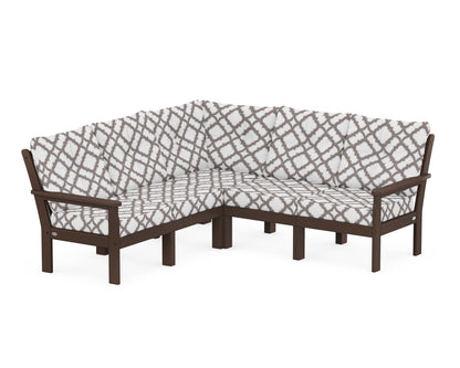 POLYWOOD® Vineyard 5-Piece Sectional in Mahogany / Trellis Grey Mist