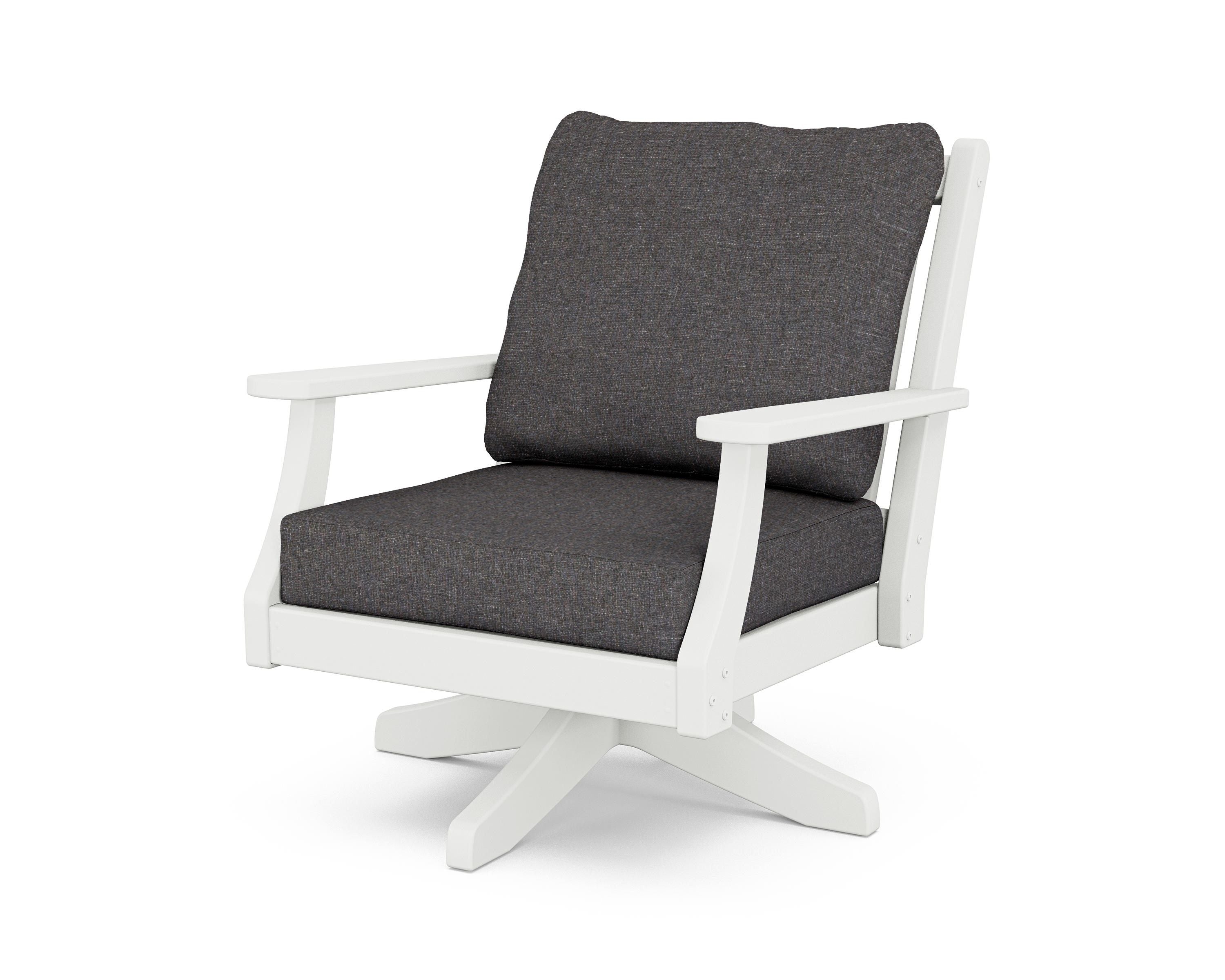 Country Living Wovendale Deep Seating Swivel Chair in White / Ash Charcoal