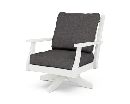 Country Living Wovendale Deep Seating Swivel Chair in White / Ash Charcoal