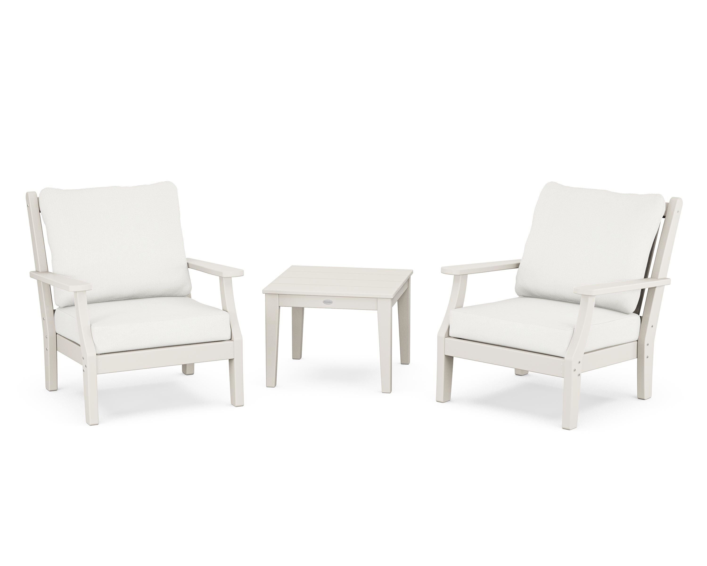Country Living Wovendale 3-Piece Deep Seating Set in Sand / Natural Linen