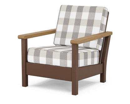 POLYWOOD® Harbour Deep Seating Chair in Mahogany / Natural / Buffalo Plaid Grey Mist