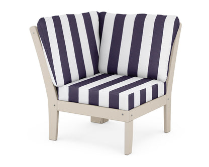 POLYWOOD® Braxton Modular Corner Chair in Sand / Cabana Stripe Navy