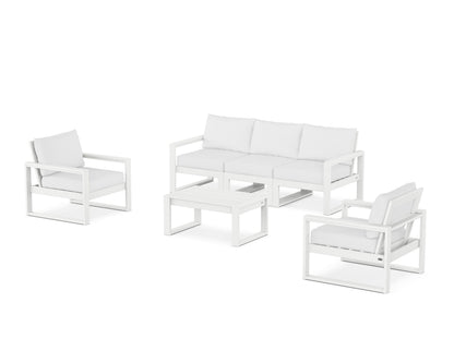 POLYWOOD® EDGE Sectional 4-Piece Deep Seating Set with Sofa in White / Natural
