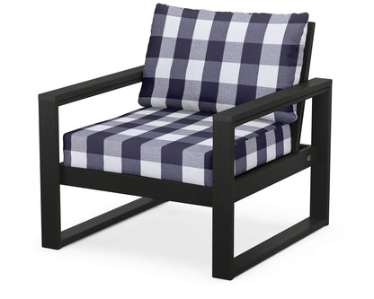 POLYWOOD® EDGE Club Chair in Black / Buffalo Plaid Navy