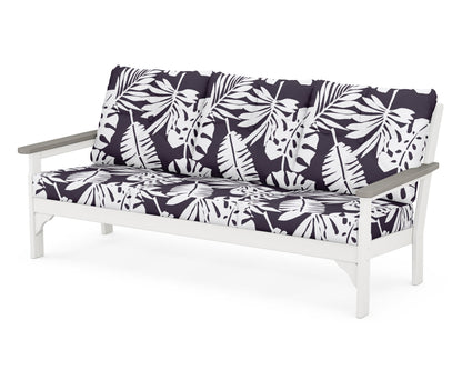 POLYWOOD® Vineyard Deep Seating Sofa in White / Driftwood / Leaf Navy