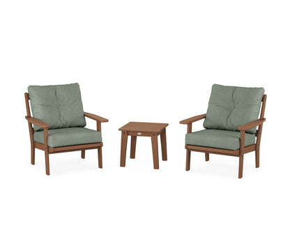 POLYWOOD® Oxford 3-Piece Deep Seating Set in Teak / Cast Sage