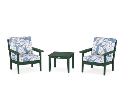 Country Living Cottage 3-Piece Deep Seating Set in Green / Leaf Sky Blue