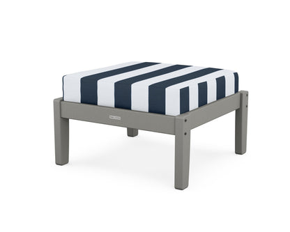 Martha Stewart by POLYWOOD® Chinoiserie Deep Seating Ottoman in Slate Grey / Cabana Stripe Marine Indigo