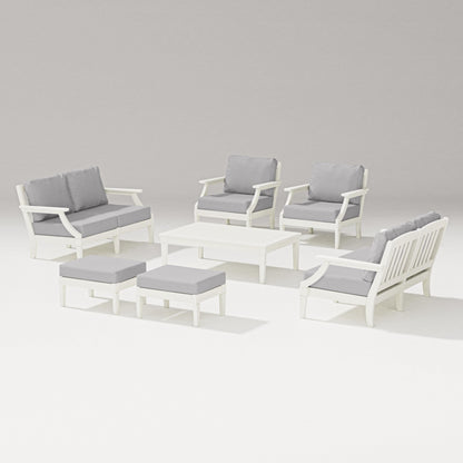 PW Designer Series Estate 7-Piece Lounge Loveseat Set in Vintage White / Granite