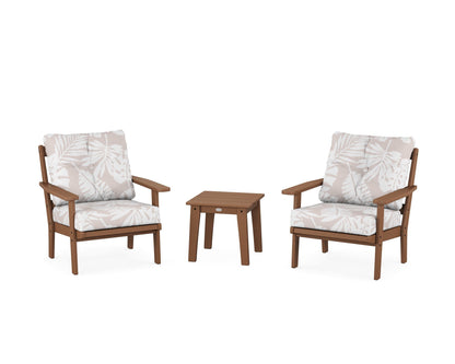 POLYWOOD® Prairie 3-Piece Deep Seating Set in Teak / Leaf Dune Burlap