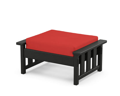 Martha Stewart by POLYWOOD® Acadia Deep Seating Ottoman in Black / Crimson Linen