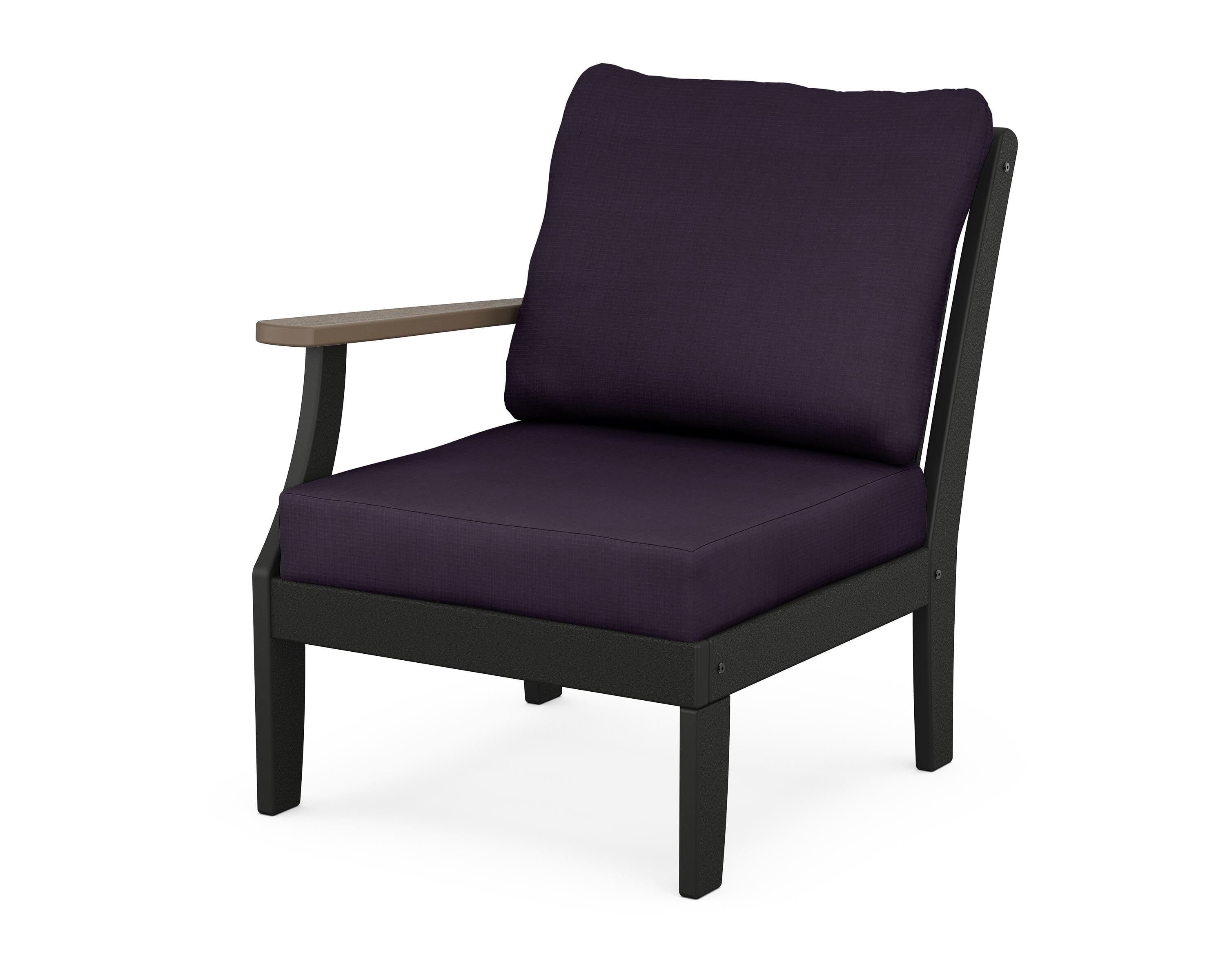 POLYWOOD® Braxton Modular Left Arm Chair in Black / Kona / Navy Linen