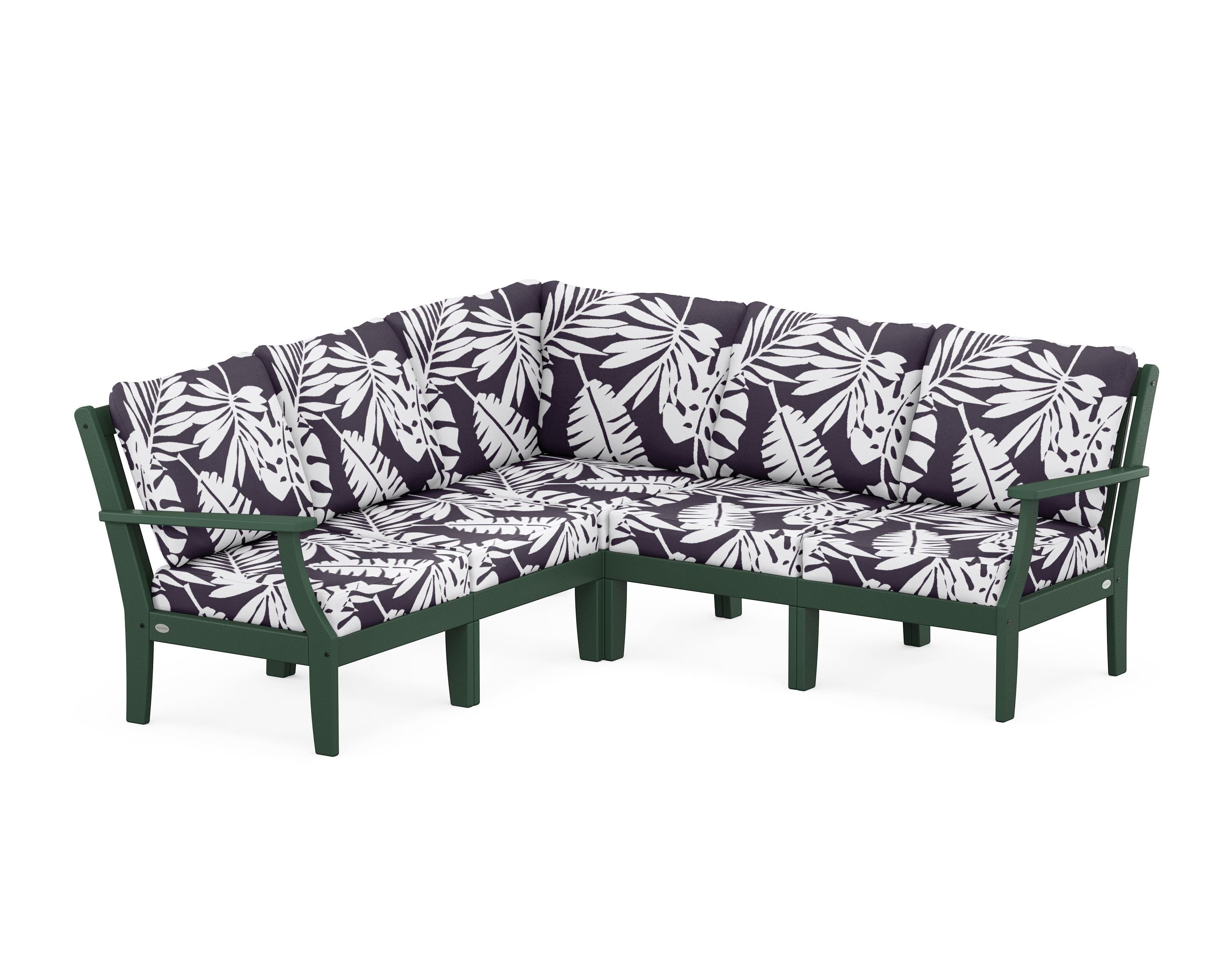 POLYWOOD® Braxton Modular 5-Piece Deep Seating Set in Green / Leaf Navy