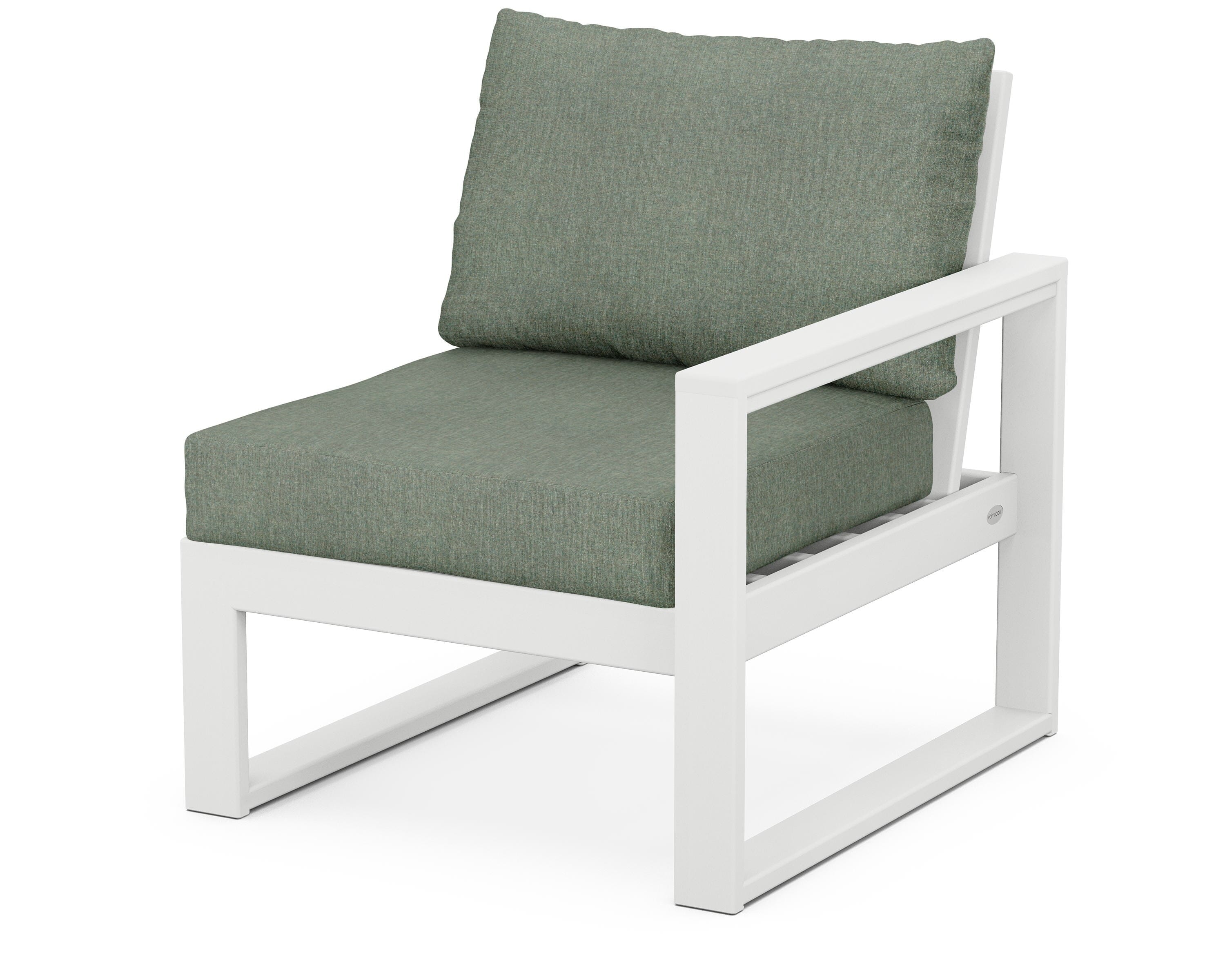 POLYWOOD® EDGE Modular Right Arm Chair in White / Cast Sage