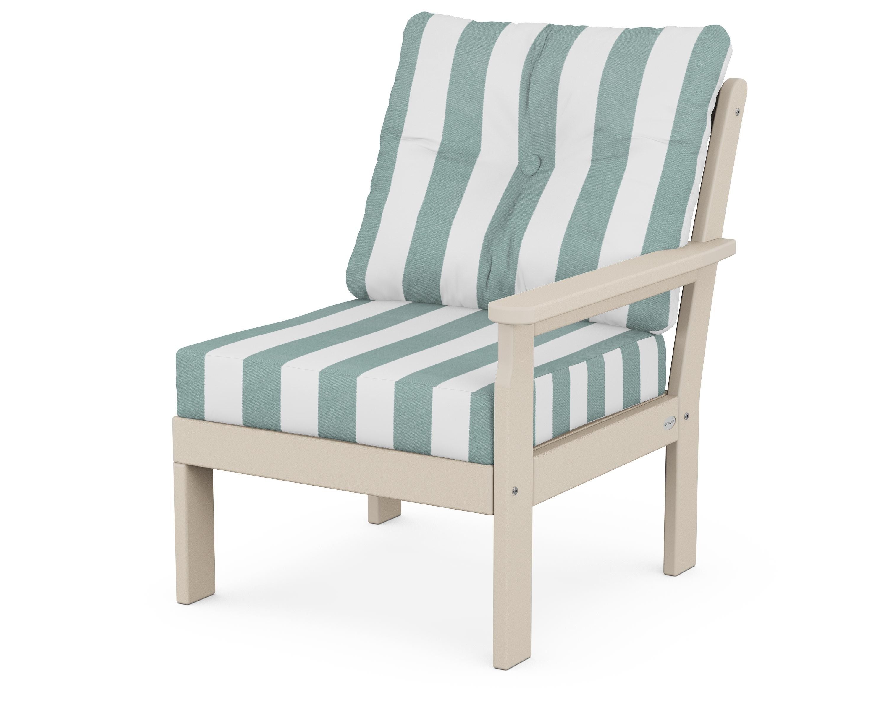 POLYWOOD® Vineyard Modular Right Arm Chair in Sand / Cabana Stripe Glacier Spa