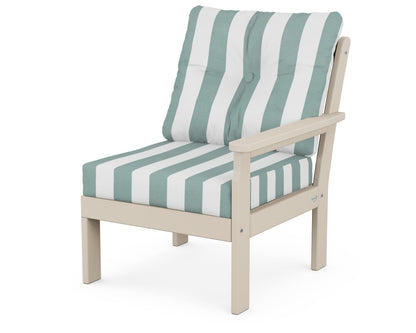 POLYWOOD® Vineyard Modular Right Arm Chair in Sand / Cabana Stripe Glacier Spa