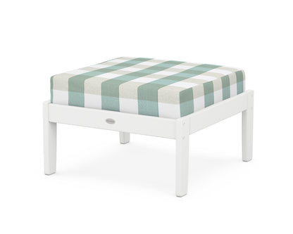 POLYWOOD® Braxton Deep Seating Ottoman in White / Buffalo Plaid Glacier Spa