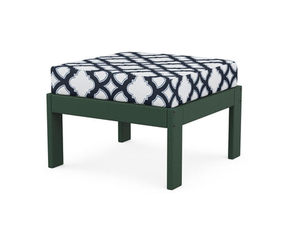 POLYWOOD® Vineyard Modular Ottoman in Green / Trellis Marine Indigo