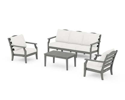 Draper James™ by  POLYWOOD® Savannah 4-Piece Deep Seating Set with Sofa in Slate Grey / Natural Linen