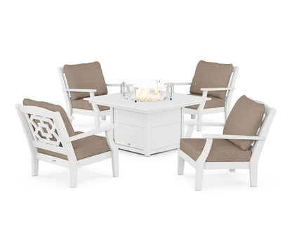 Chinoiserie 5-Piece Deep Seating Set with Fire Pit Table