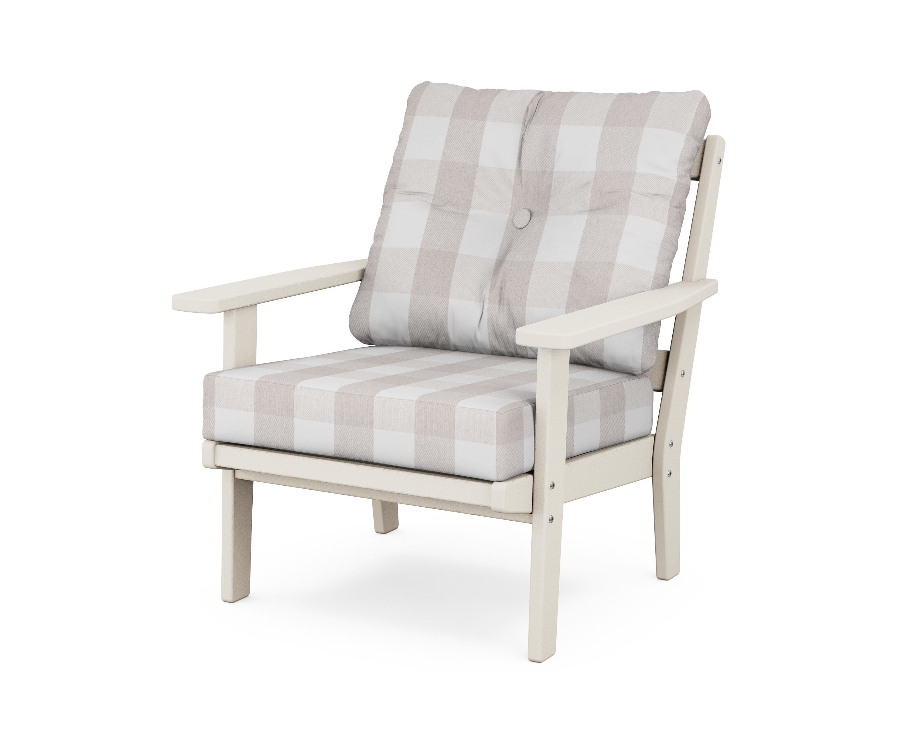 POLYWOOD® Prairie Deep Seating Chair in Sand / Buffalo Plaid Dune Burlap