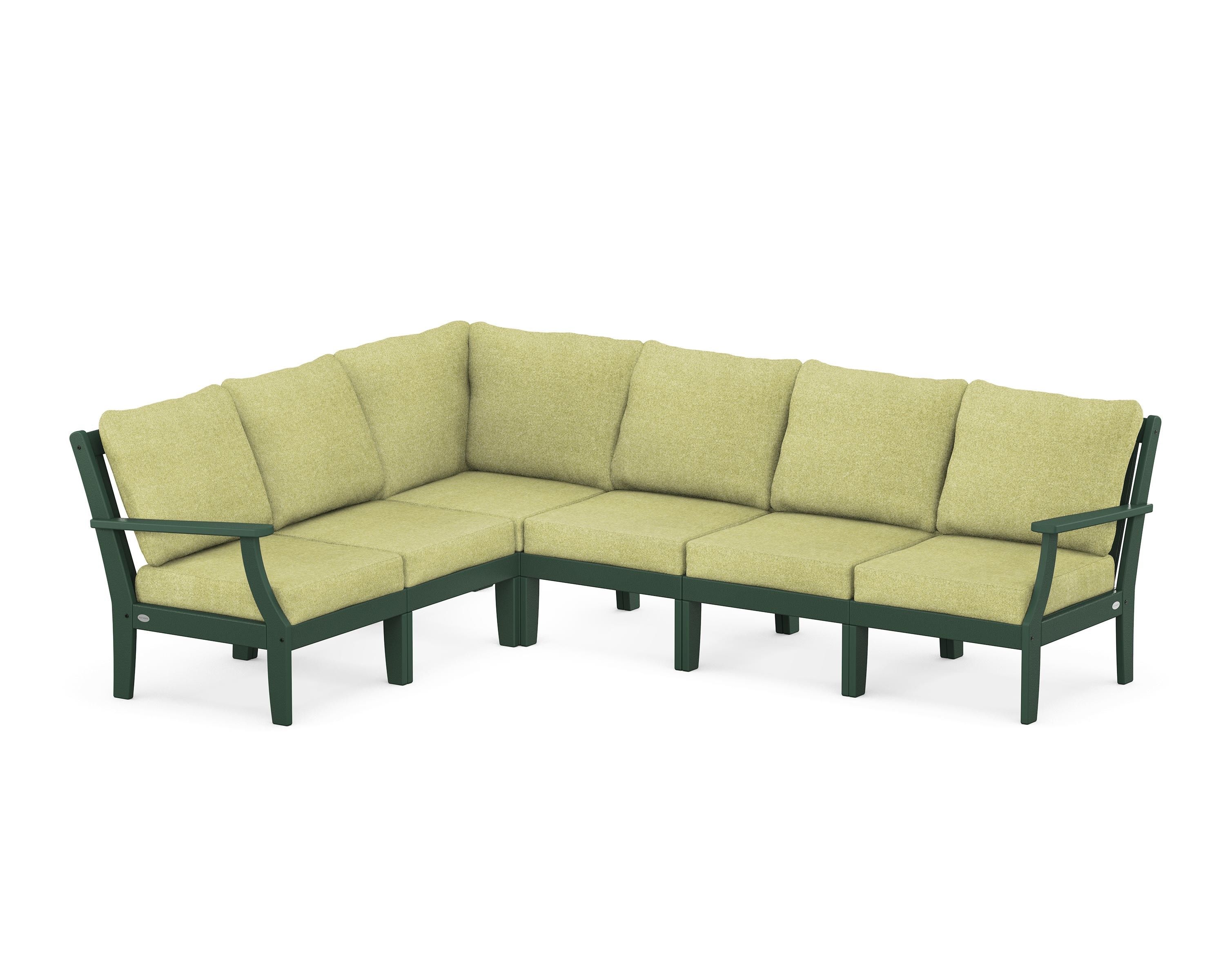 POLYWOOD® Braxton Modular 6-Piece Deep Seating Set in Green / Chartreuse Boucle