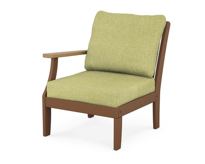 POLYWOOD® Braxton Modular Left Arm Chair in Teak / Natural / Chartreuse Boucle