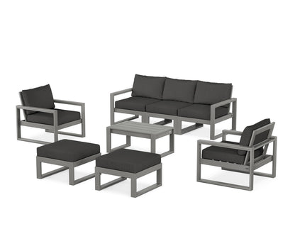 POLYWOOD® EDGE Sectional 8-Piece Lounge Sofa Set in Slate Grey / Spectrum Carbon