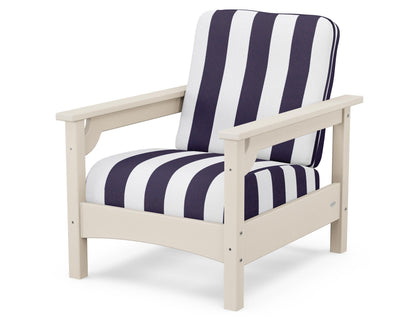 POLYWOOD® Club Chair in Sand / Cabana Stripe Navy