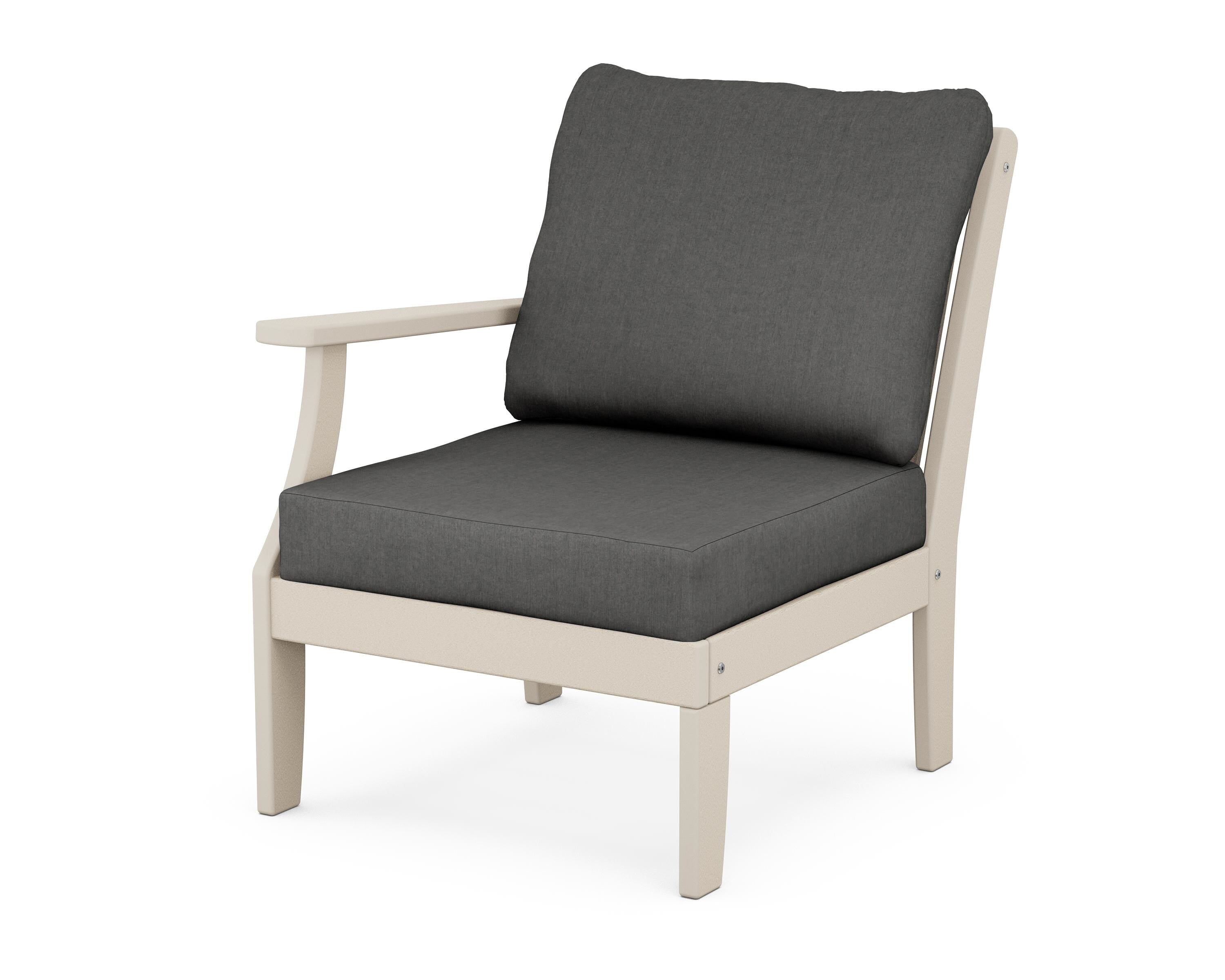 POLYWOOD® Braxton Modular Left Arm Chair in Sand / Spectrum Carbon
