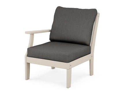 POLYWOOD® Braxton Modular Left Arm Chair in Sand / Spectrum Carbon