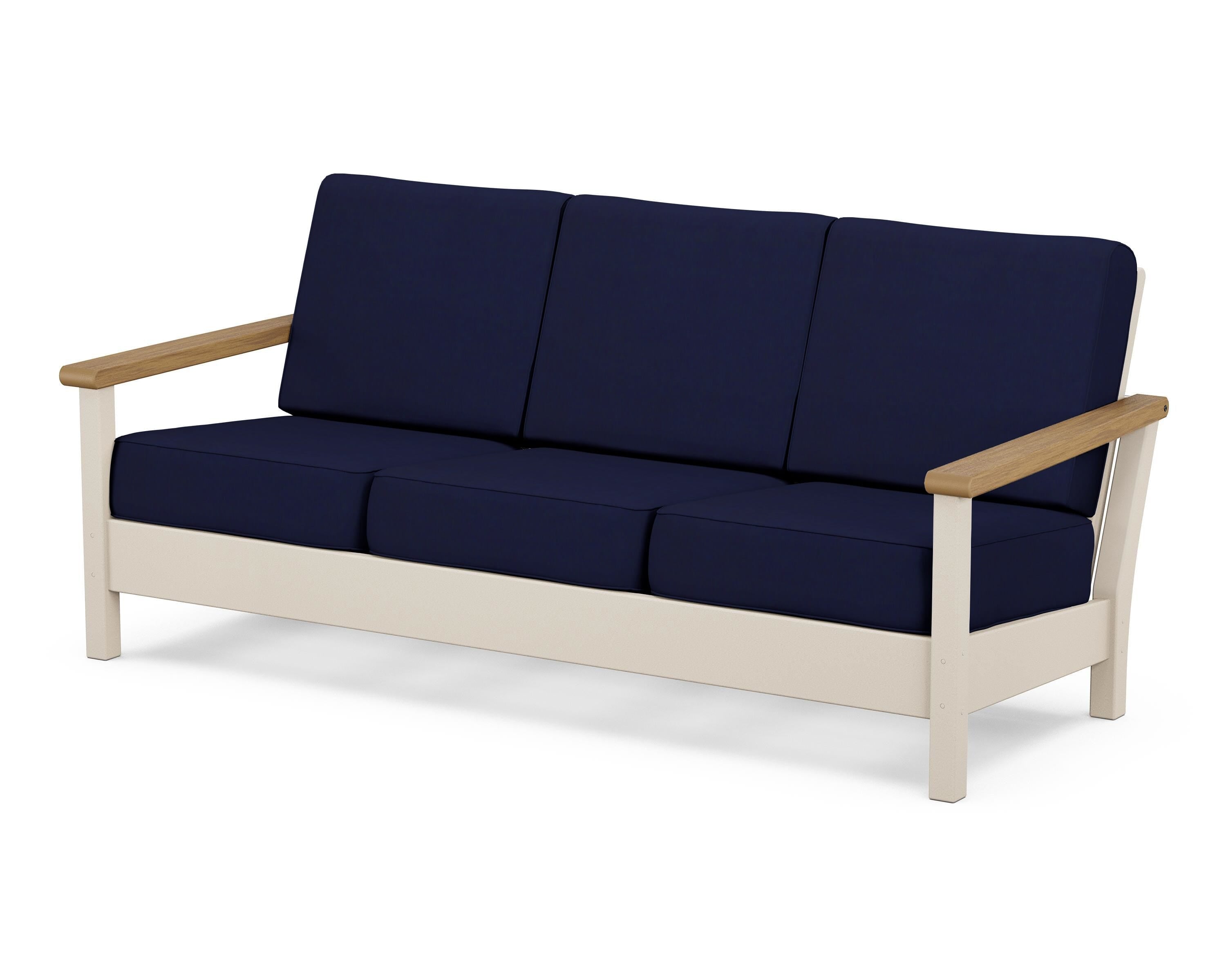 POLYWOOD® Harbour Deep Seating Sofa in Sand / Natural / Navy
