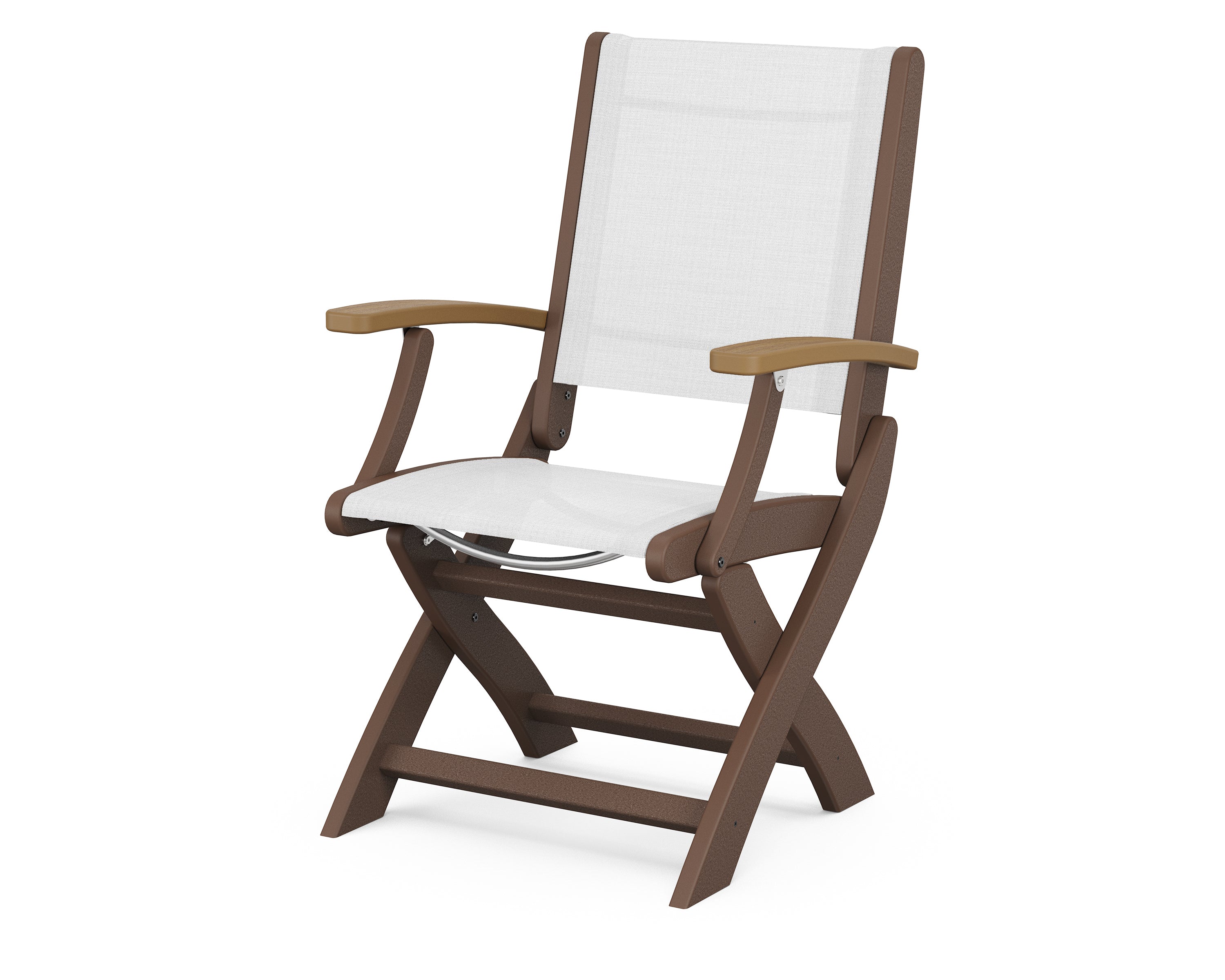 POLYWOOD® Coastal Folding Chair in Mahogany / Natural / White Sling