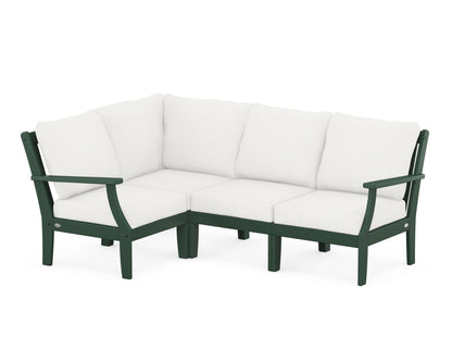 POLYWOOD® Braxton Modular 4-Piece Deep Seating Set in Green / Natural Linen