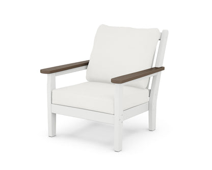 POLYWOOD® Chippendale Deep Seating Chair in White / Kona / Natural Linen