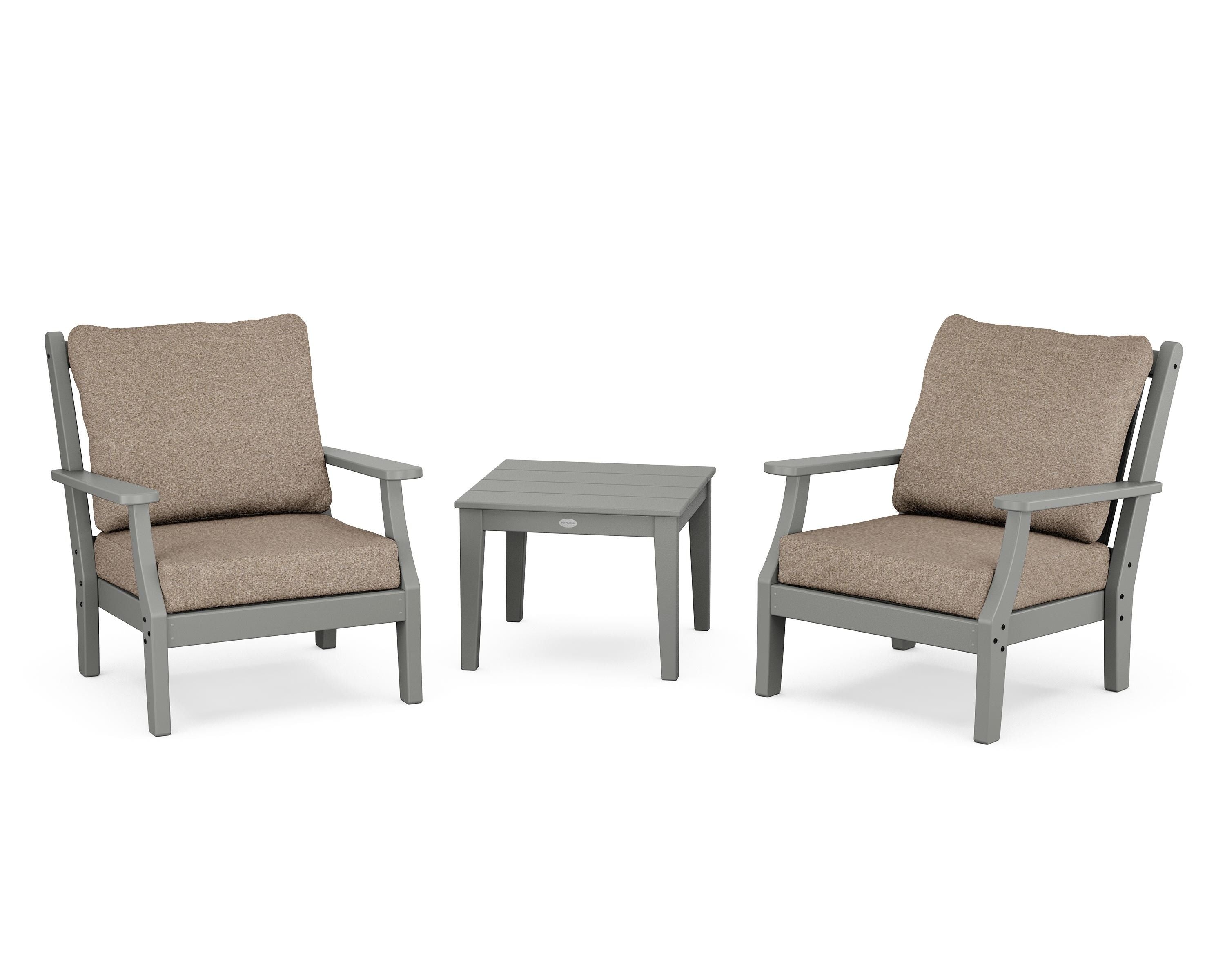 Country Living Wovendale 3-Piece Deep Seating Set in Slate Grey / Spiced Burlap