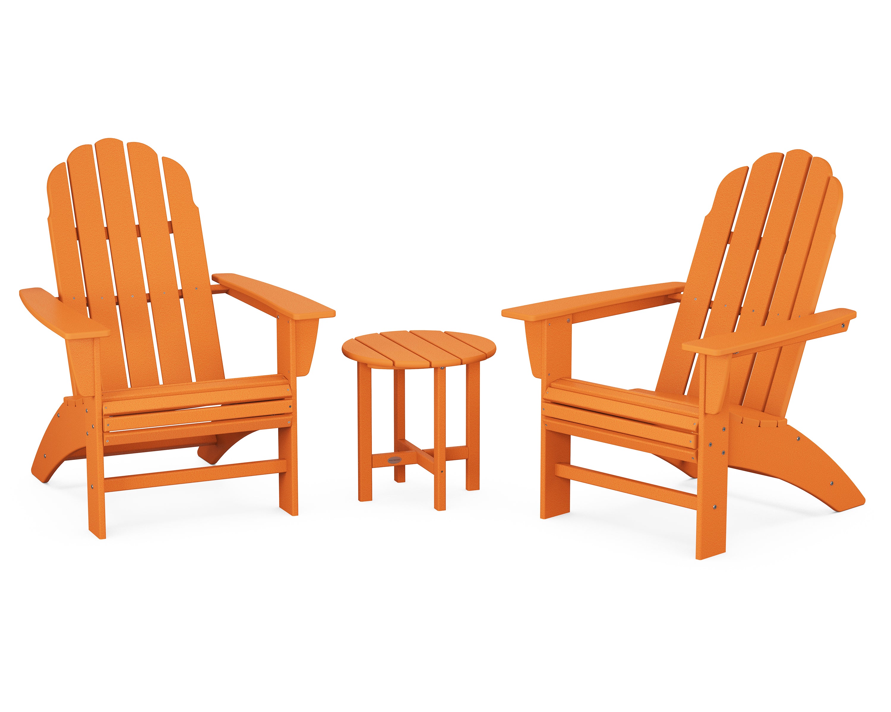 POLYWOOD® Vineyard 3-Piece Curveback Adirondack Set in Tangerine