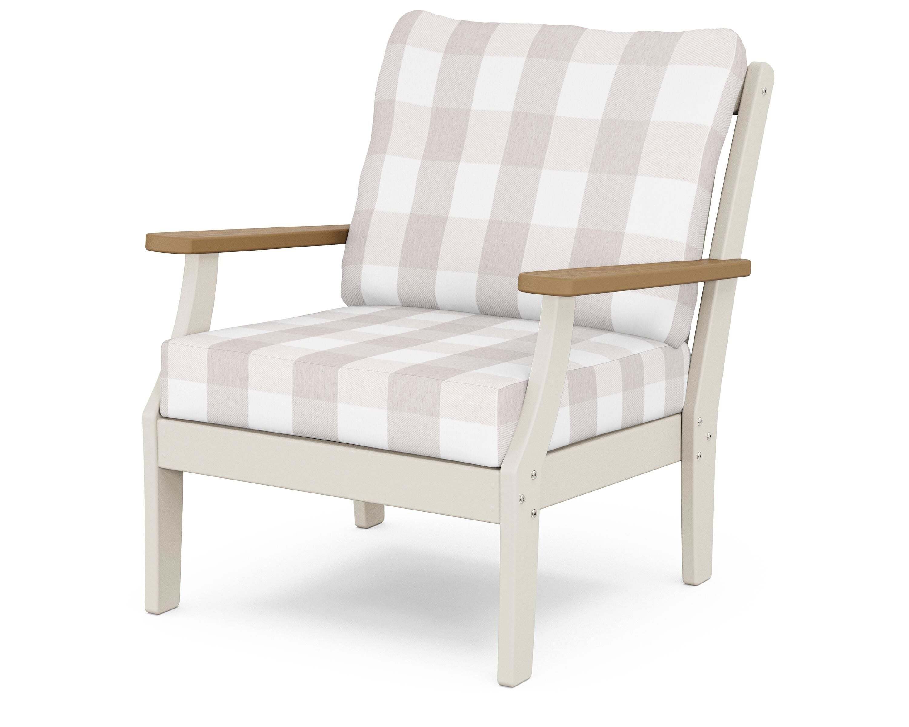 POLYWOOD® Braxton Deep Seating Chair in Sand / Natural / Buffalo Plaid Dune Burlap