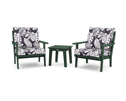 POLYWOOD® Lakeside 3-Piece Deep Seating Chair Set in Green / Leaf Navy