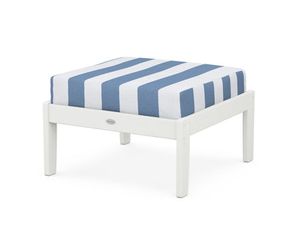 POLYWOOD® Braxton Deep Seating Ottoman in Vintage White / Cabana Stripe Sky Blue