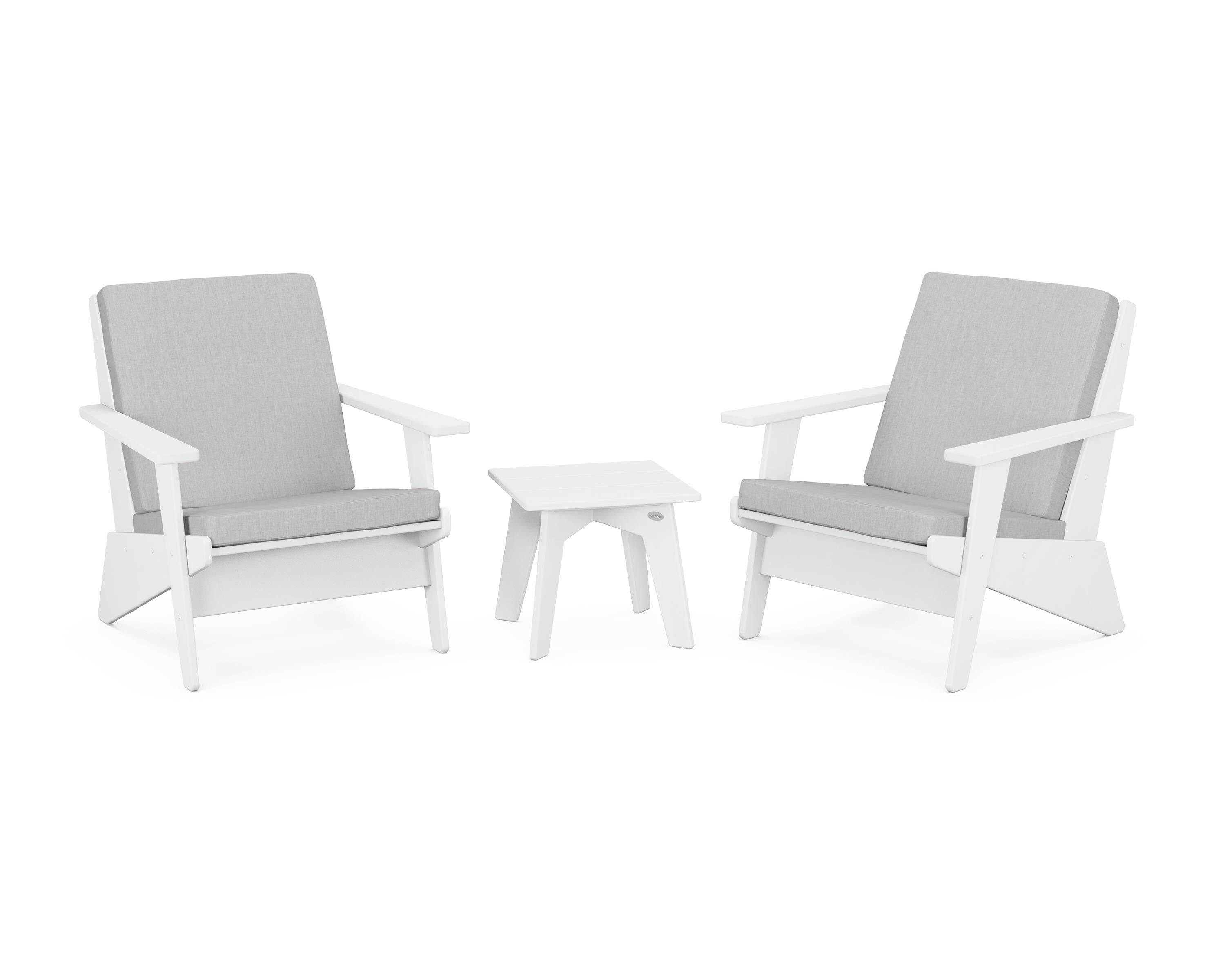 POLYWOOD® Riviera Modern Lounge 3-Piece Set in White / Granite