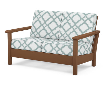 POLYWOOD® Harbour Deep Seating Loveseat in Teak / Trellis Glacier Spa